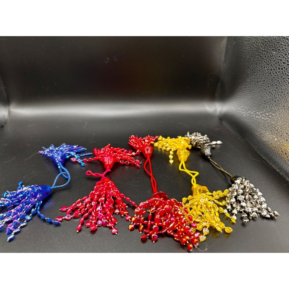 Vintage double ended beaded pony tail holders hair ties lot of 5 with beads